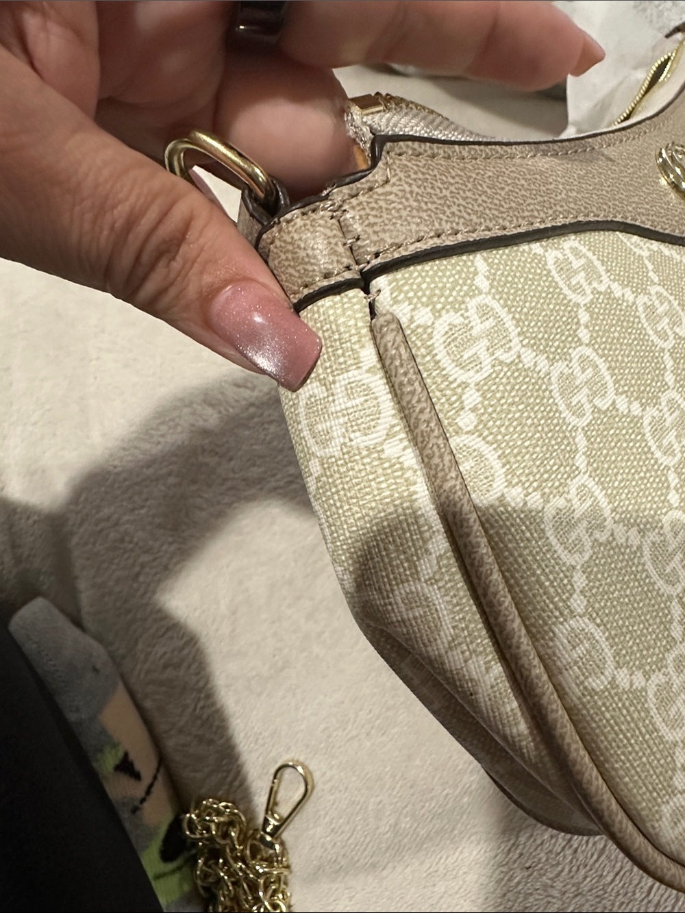 Gucci Beige GG Canvas Shoulder Bag with Green and Red Web Strap🪞 - Picture 7 of 9